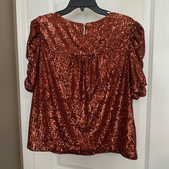 Anthropologie Copper Sequin Top - Picture 2 of 5